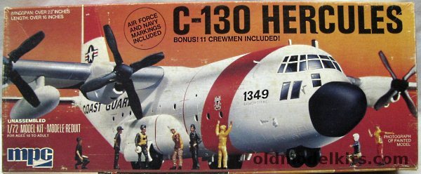 MPC 1/72 Lockheed C-130E Hercules - With  11 Crewmen - USAF / US Navy / US Coast Guard Huston / Chicago / Puerto Rico / Los Angeles / St. Petersburg / Elizabeth City NC / New Orleans, 2-0552 plastic model kit